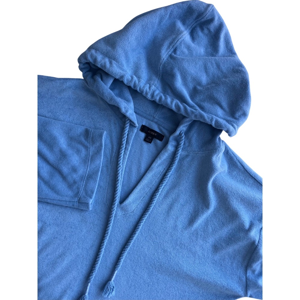 J Crew Blue Towel Terry Pullover Hoodie Sweatshirt Women's‎ XS